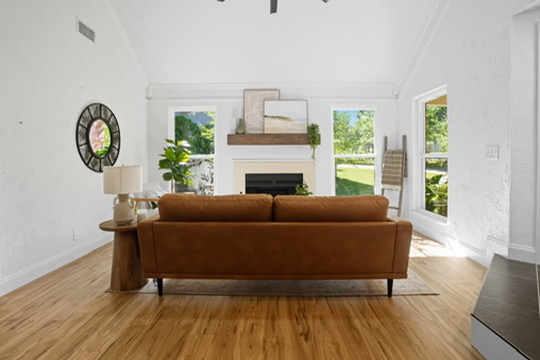 Aaron living room and fireplace