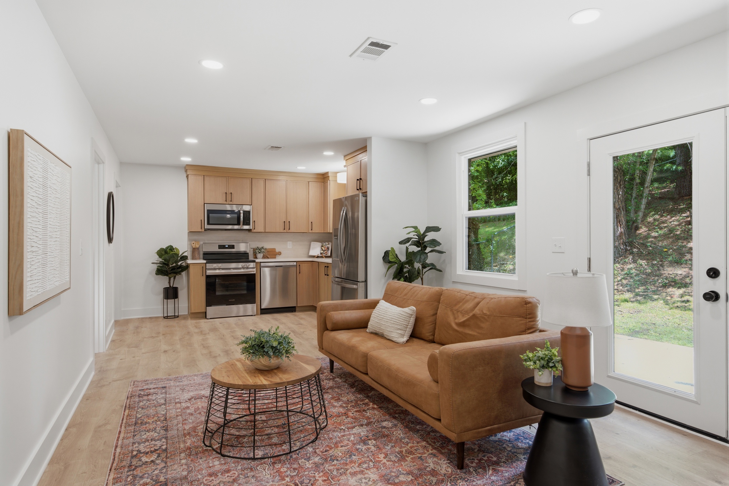 Huntington open living room and kitchen